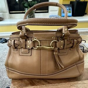 COACH Sachel bag saddle tan leather braided band VINTAGE